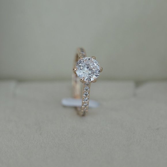 ✨ Simple Crystal Clear Round Pure Zircon Thin Rings for Women, EVGG1458 - Picture 3 of 5